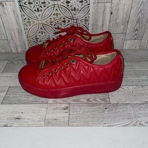 Valentino Red Quilted Chevron Low-Top Sneakers women size 7